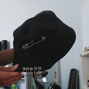 Goth black bucket hat K-style